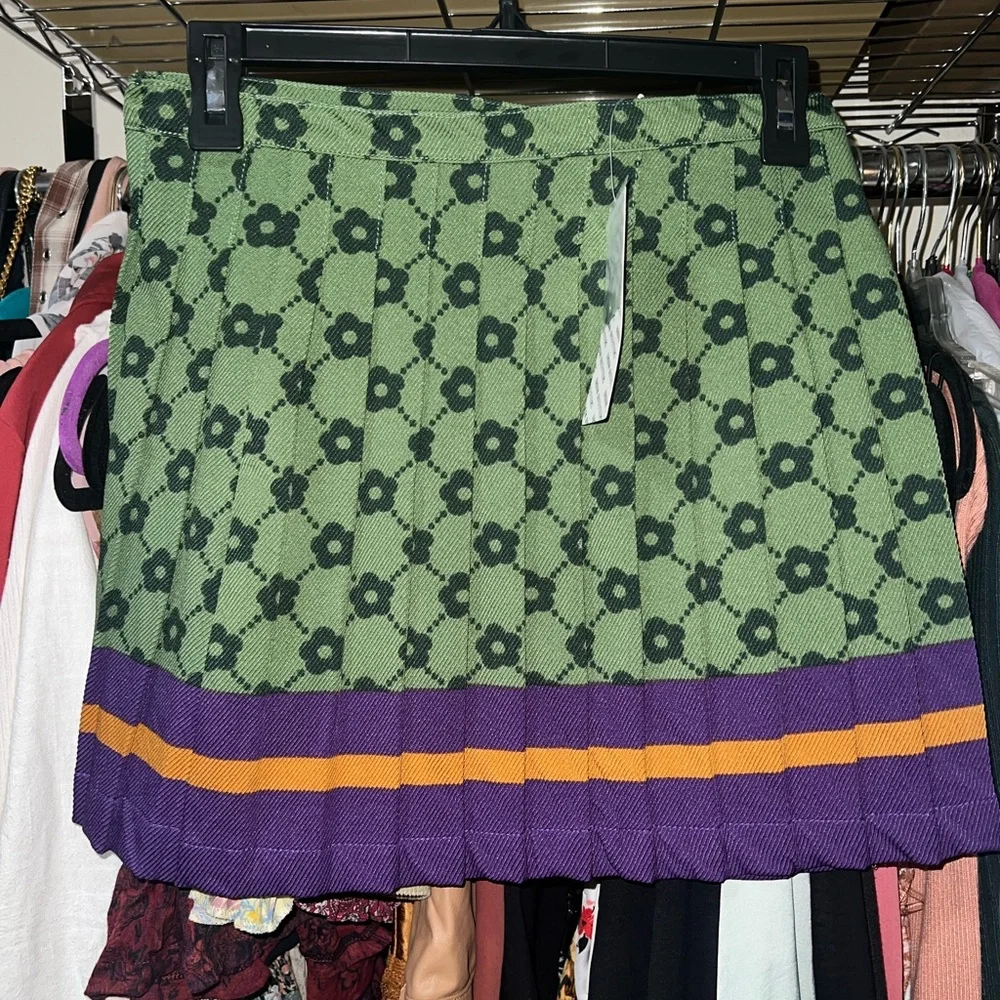 NWT Urban Outfitters Green Skirt with Purple and Orange Bands - Picture 2 of 5